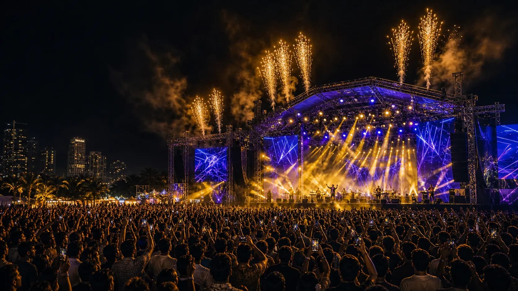 Jingle Land music festival stage and crowd